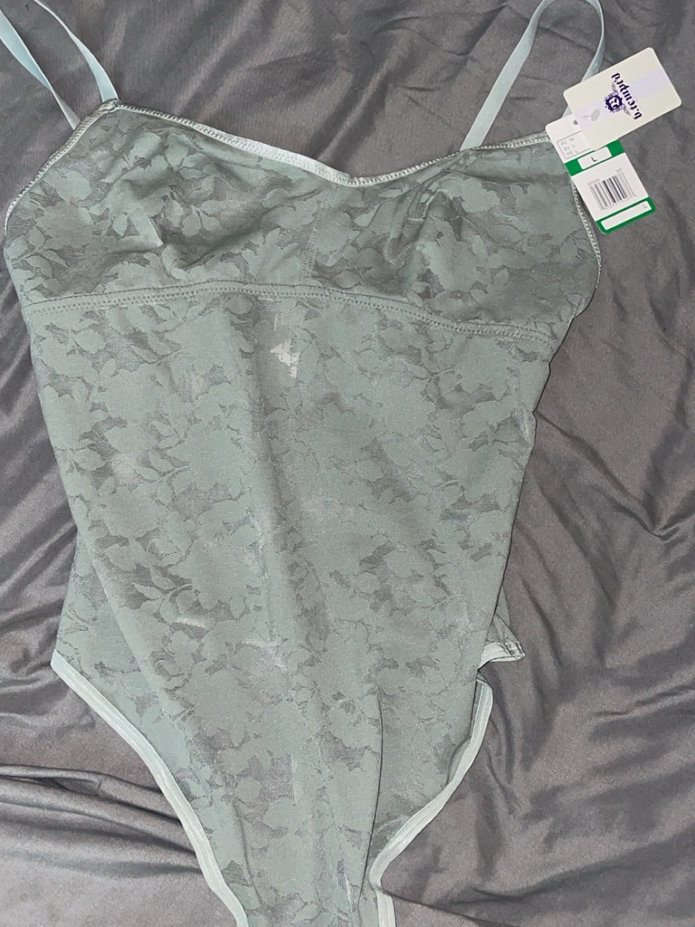 Natori Lace Bodysuit in Sage Green - Women’s Shapewear